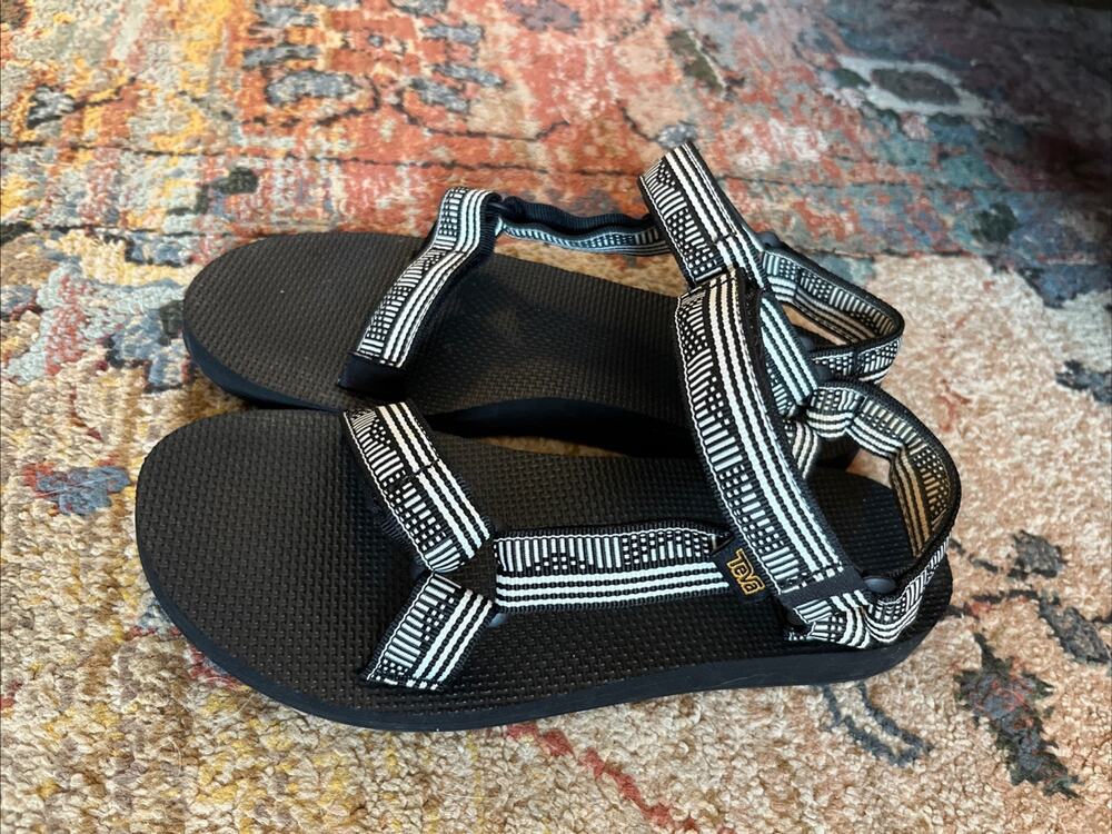 Teva Original Universal Sandal Black White Aztec Geometric Womens 8 Classic